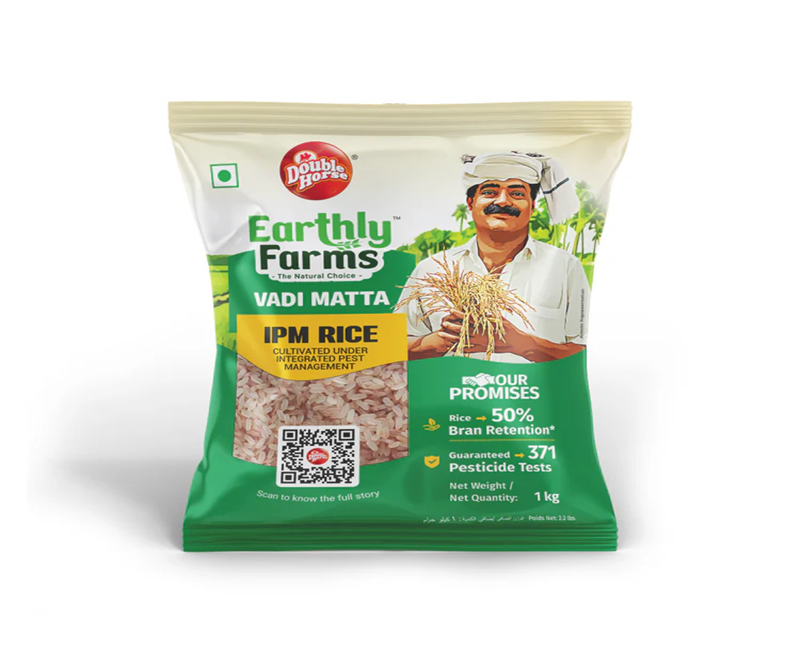 Double Horse Earthly Farms Vadi Matta IPM Rice 50% bran - 1 Kg.